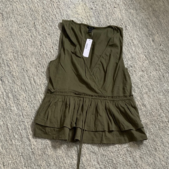 J. Crew Tops - J. Crew Olive Sleeveless Wrap Blouse